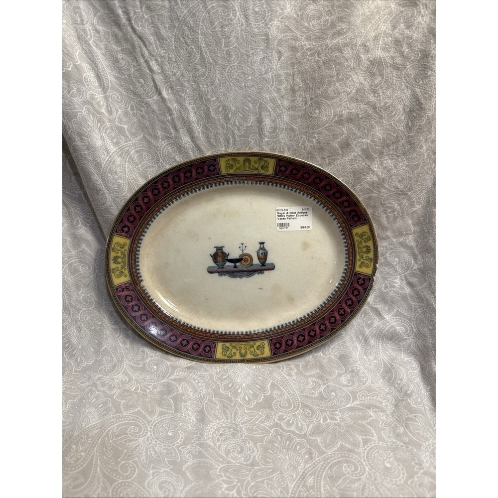 Antique Mayer & Elliot (1858–61) Etruscan Vases Oval platter 10.5 Inches SeePics